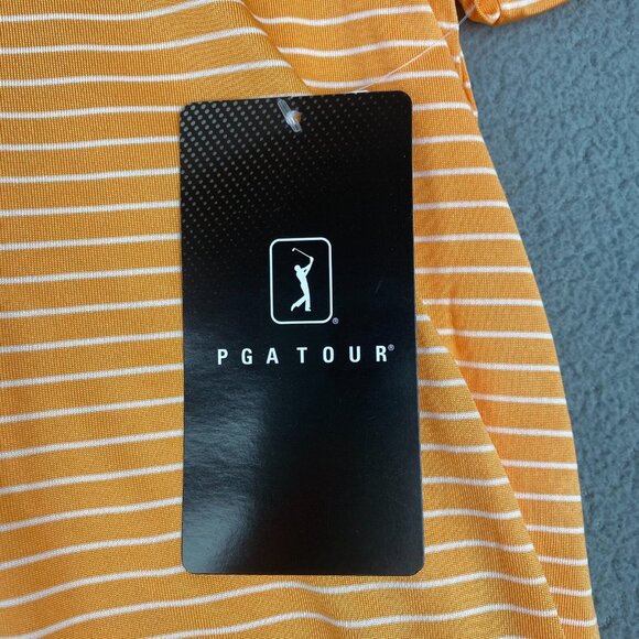 PGA TOUR Striped Polo Shirt Men’s Size XXL Orange,Golf,Sun Protection NWT $62‎ - Picture 10 of 12